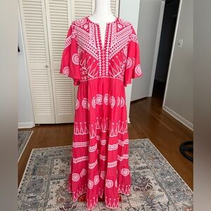 Oliphant Soleil Red Flirty V Neck dress